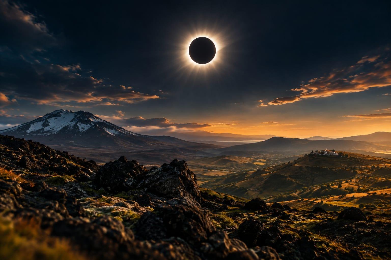 WATCH NOW: Cosmic Spectacle as Total Solar Eclipse Engulfs Icelandic and Spanish Skies!