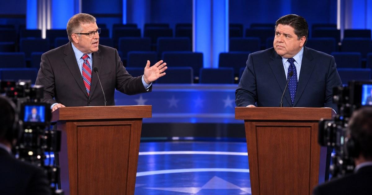 Darren Bailey and Gov. JB Pritzker at the only debate of the 2026 Illinois governor's race.