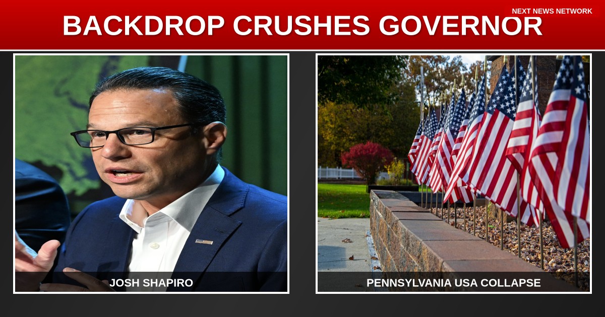 WATCH: EMBARRASSING Backdrop Collapse Nearly CRUSHES Democrat Governor Shapiro During America250 Event